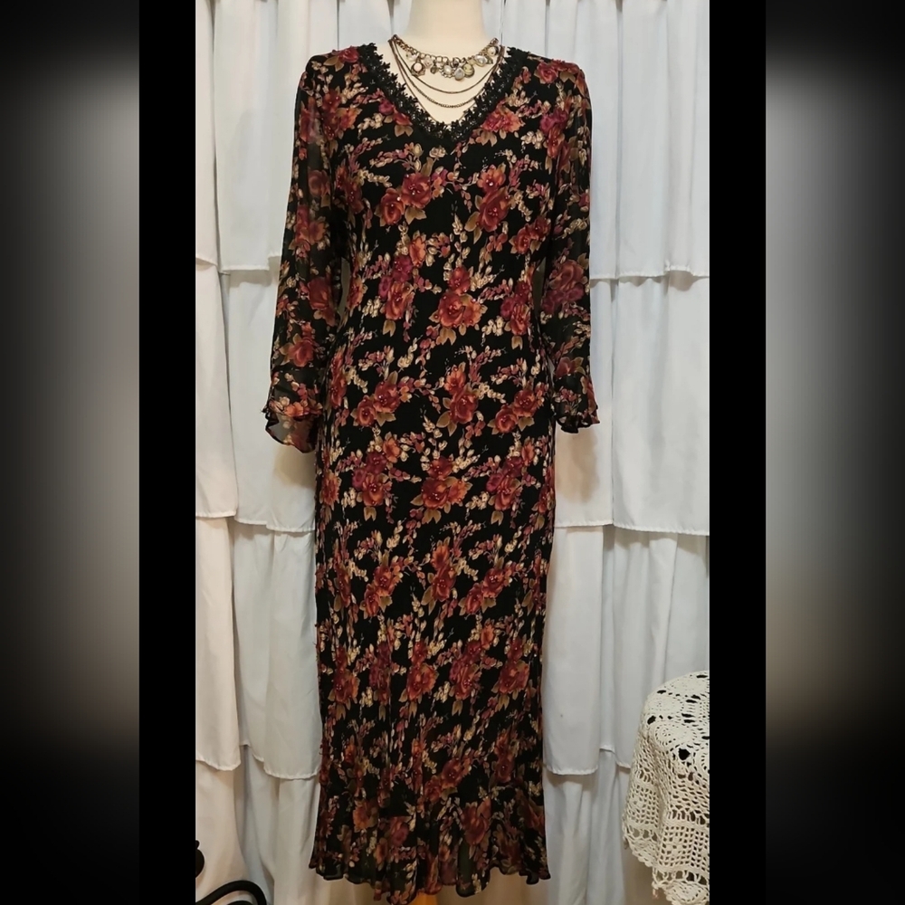 Vintage Paradise NY Sheer Dress  Overlay with Bead Work
